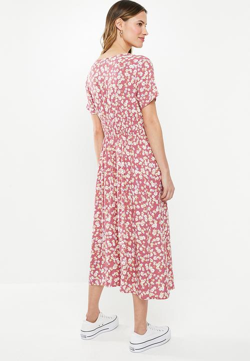Cotton On - Woven clover short sleeve midi dress - multi