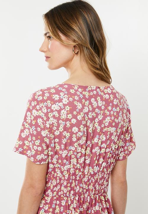Cotton On - Woven clover short sleeve midi dress - multi
