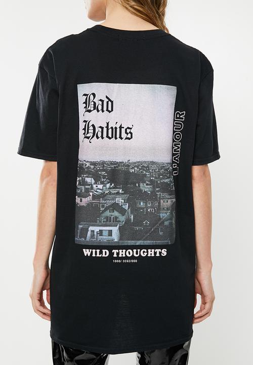 Missguided - Wild thoughts back graphic T-shirt - black
