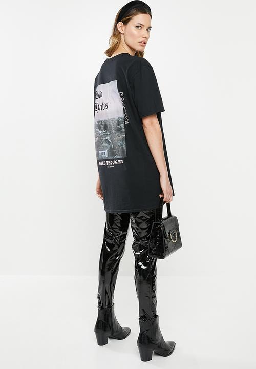 Missguided - Wild thoughts back graphic T-shirt - black