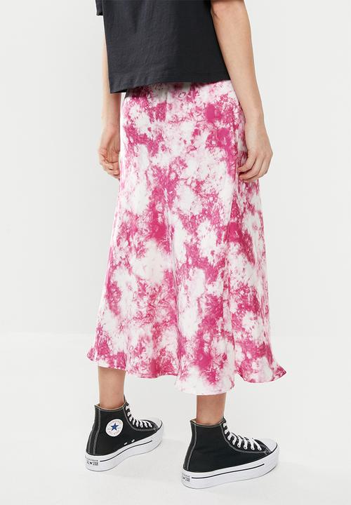 Cotton On - Belle bias midi skirt edith dye - pink & white