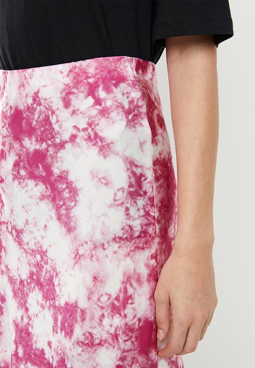 Cotton On - Belle bias midi skirt edith dye - pink & white