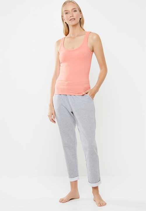 Cotton On - Square front rib tank - coral