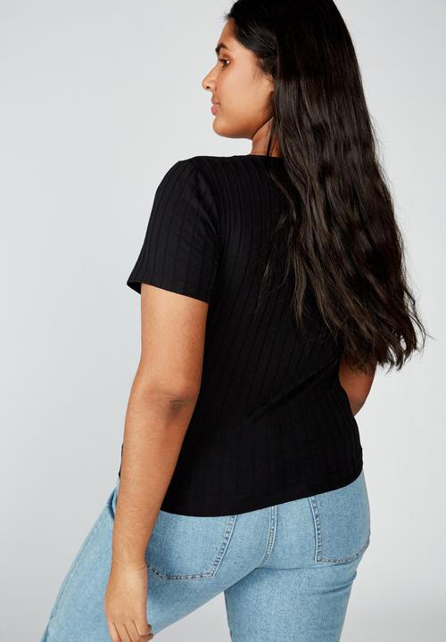 Cotton On - Curve tatum square neck wide rib - black