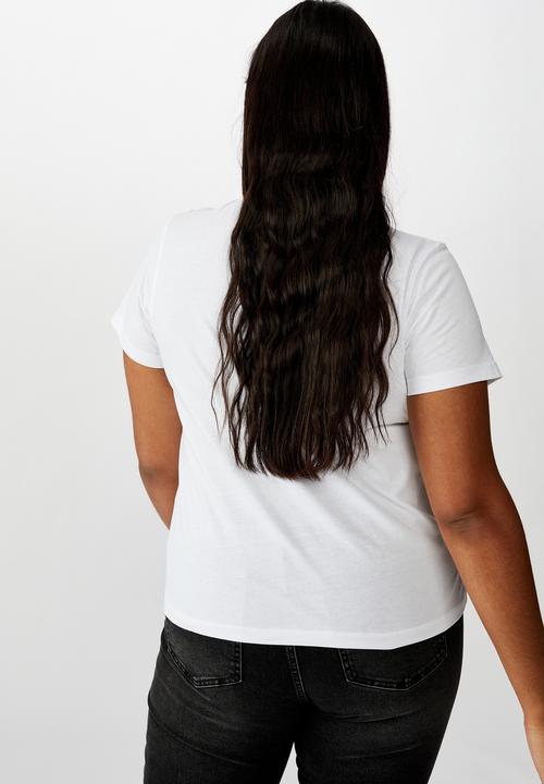 Cotton On - Curve graphic fitted tee - white