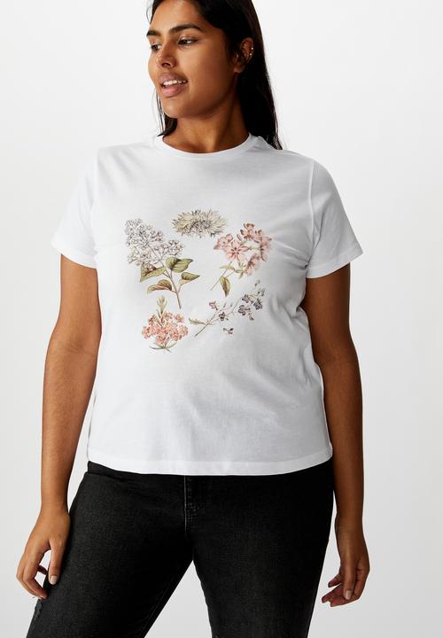 Cotton On - Curve graphic fitted tee - white