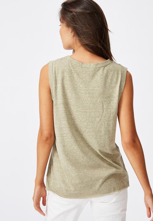 Cotton On - The heritage muscle tank top - green 