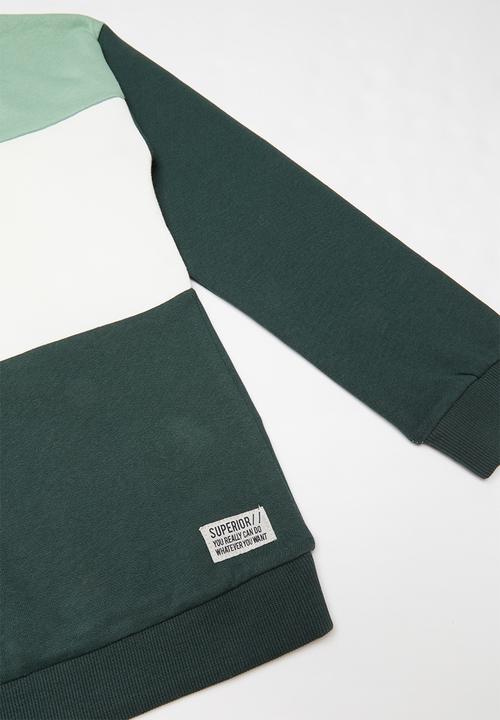 Name It - Vance long sleeve sweater - green & white