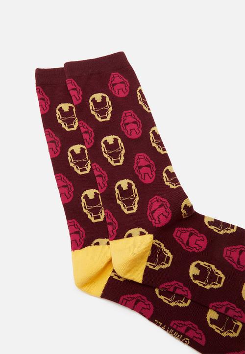 Typo - Novelty socks - burgundy & yellow