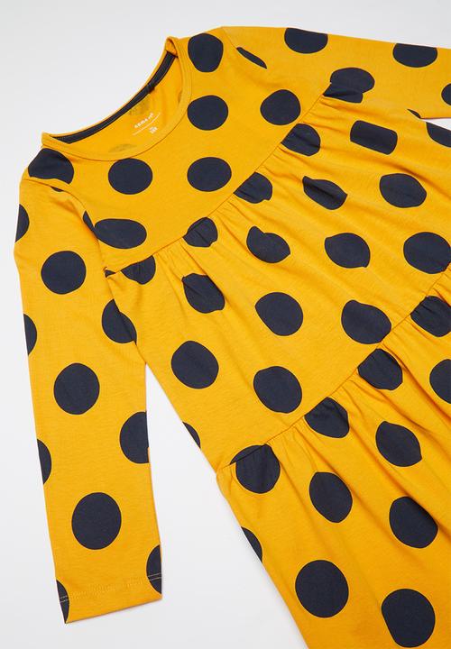Name It - Foluffa long sleeve dress - yellow & navy
