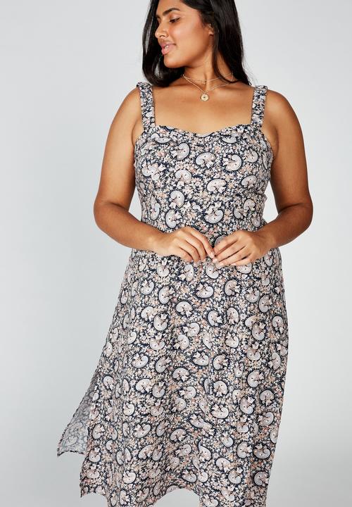 Cotton On - Curve woven melanie midi slip dress jane paisley - multi 
