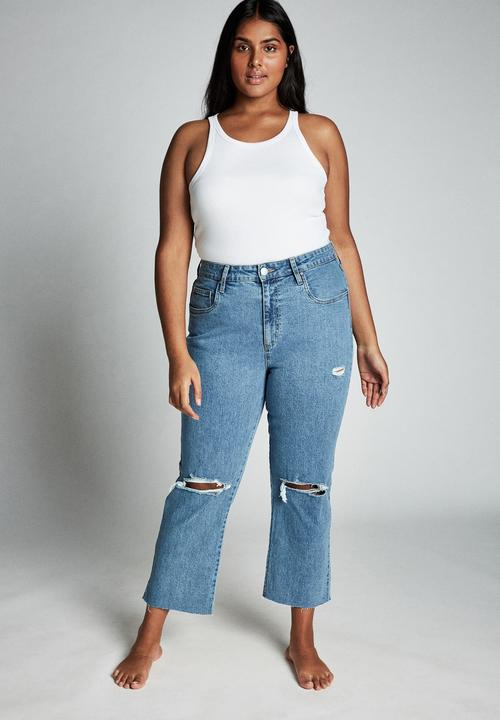 Cotton On - Curve straight stretch high rise jean - blue
