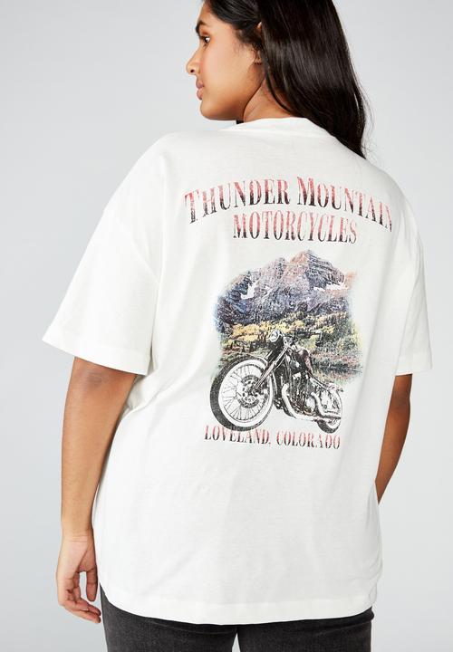 Cotton On - Curve oversized graphic tee thunder mountain - cream