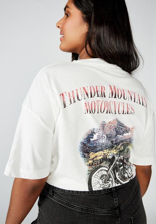 Cotton On - Curve oversized graphic tee thunder mountain - cream