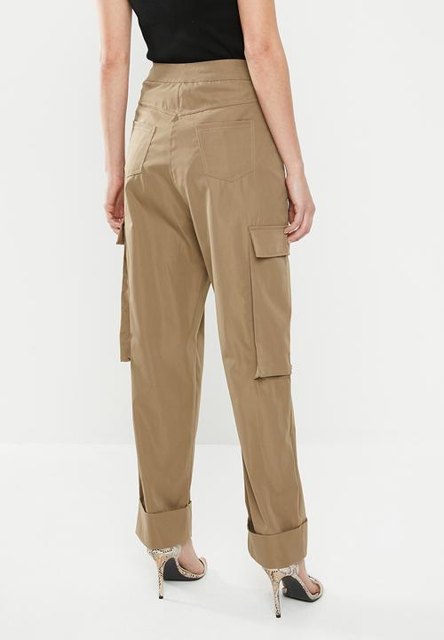 Missguided - Pleat front turn up hem cargo trouser - beige