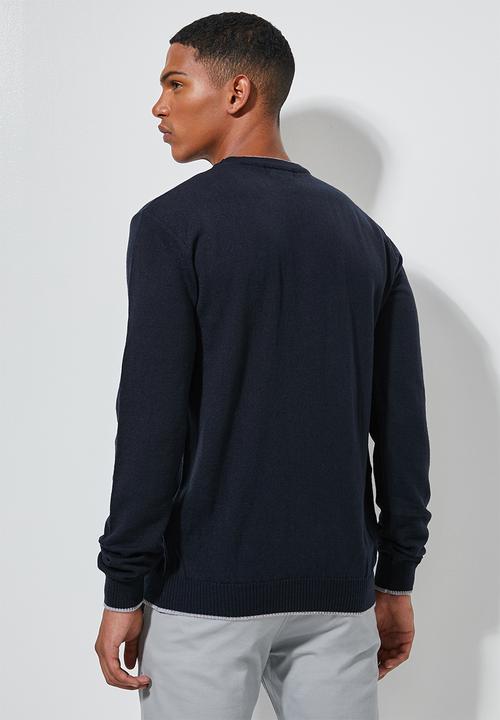Superbalist - Lightweight tipped crew neck knit - navy