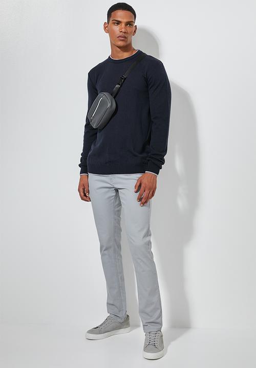 Superbalist - Lightweight tipped crew neck knit - navy