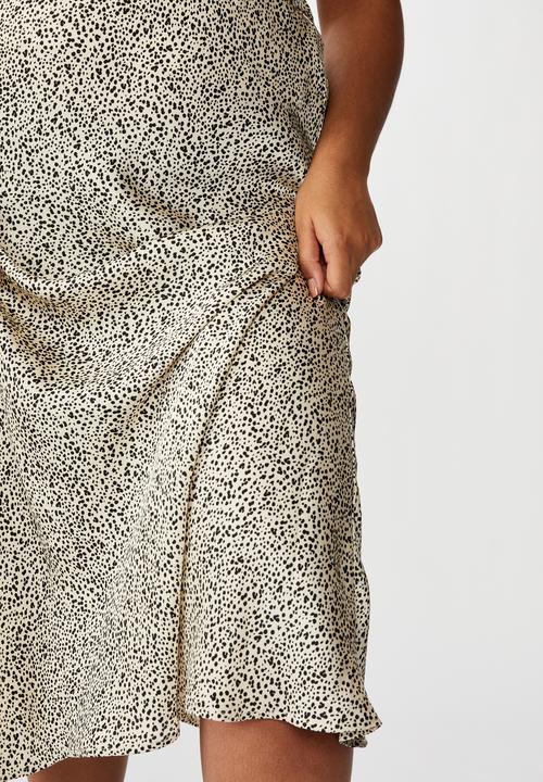 Cotton On - Curve belle midi skirt naalie spot - black & cream