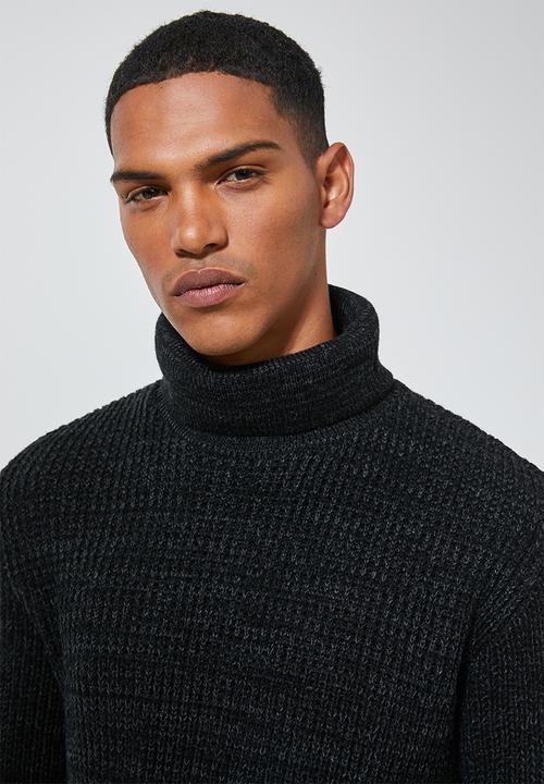 Superbalist - Chunky textured roll neck knit - black