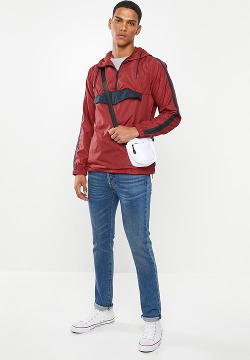 Brave Soul - Durham colour block jacket - red
