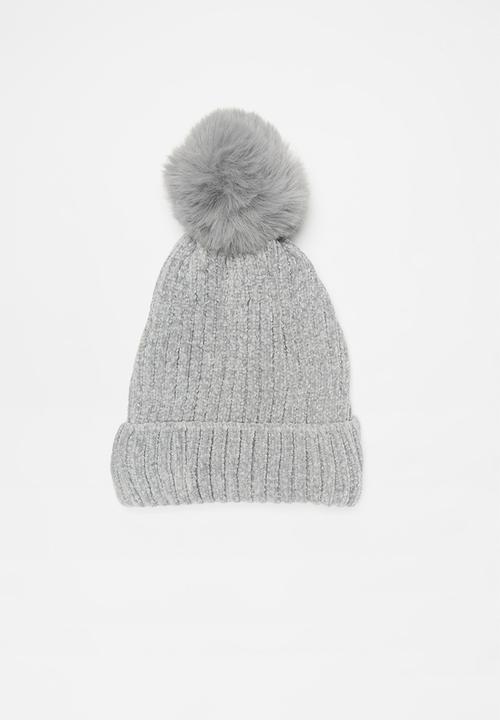 Superbalist - Faux fur pom pom beanie - grey