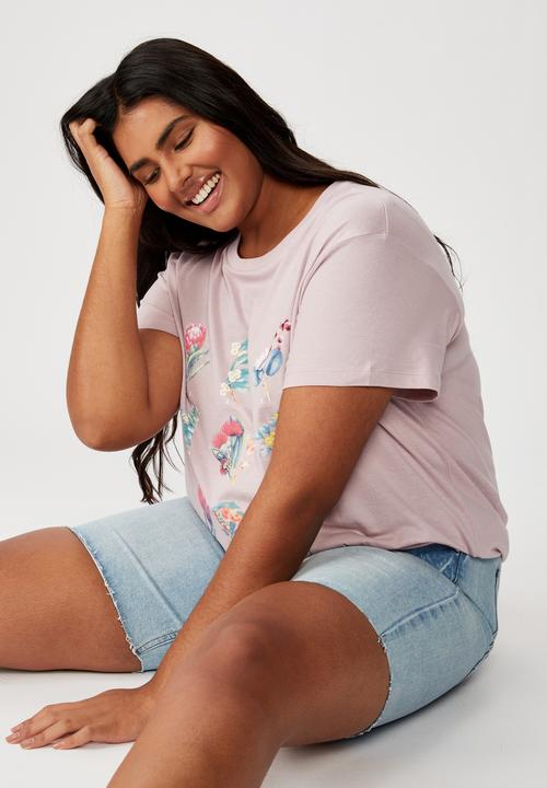 Cotton On - Curve graphic tee Australian natives - lilac