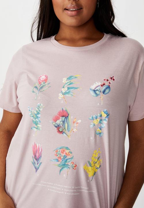 Cotton On - Curve graphic tee Australian natives - lilac