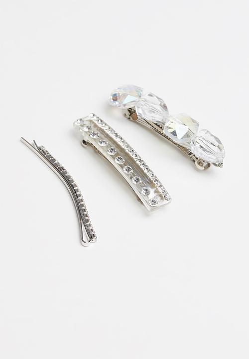 Superbalist - 3 pack hair slide set - silver
