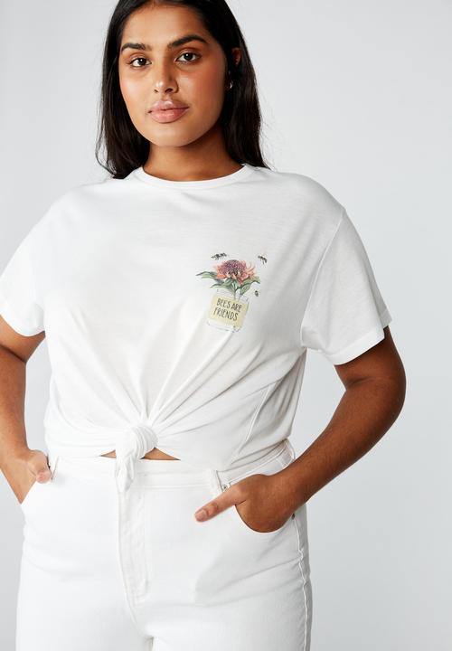 Cotton On - Curve graphic tee bees are friends - white