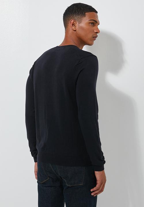 Superbalist - Ribbed shoulders v-neck knit - navy