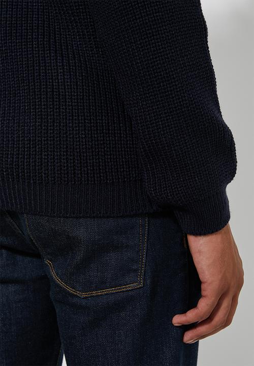 Superbalist - Quarter zip pullover chunky ribbed knit - navy