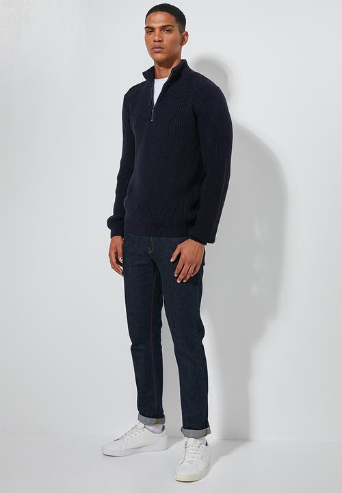 Superbalist - Quarter zip pullover chunky ribbed knit - navy