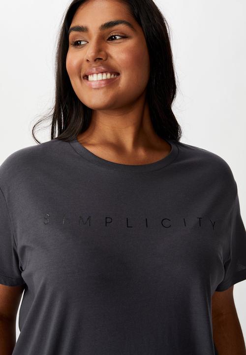 Cotton On - Curve graphic tee simplicity - charcoal