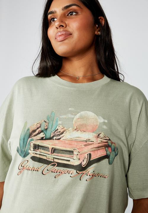 Cotton On - Curve oversized graphic tee grand canyon - khaki