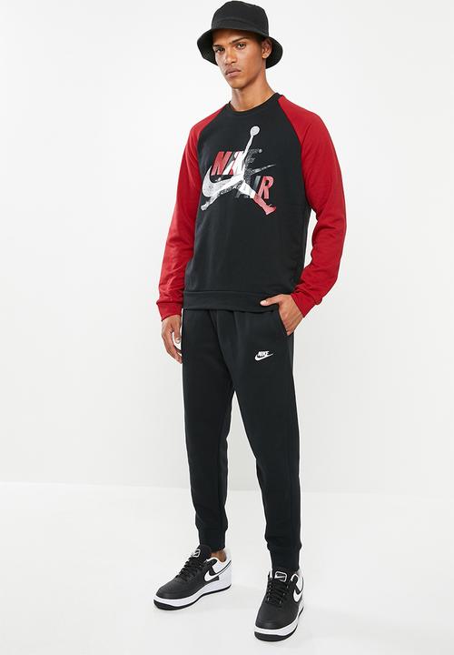 Nike - Jumpman classics fleece crew sweater - black & red