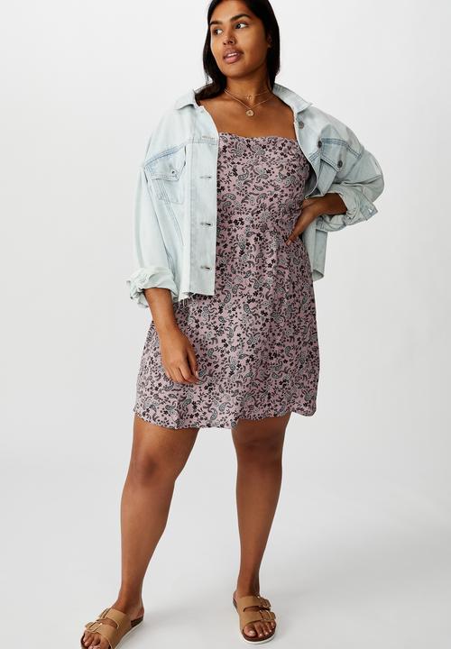 Cotton On - Curve woven Kendall dress blair floral - lilac