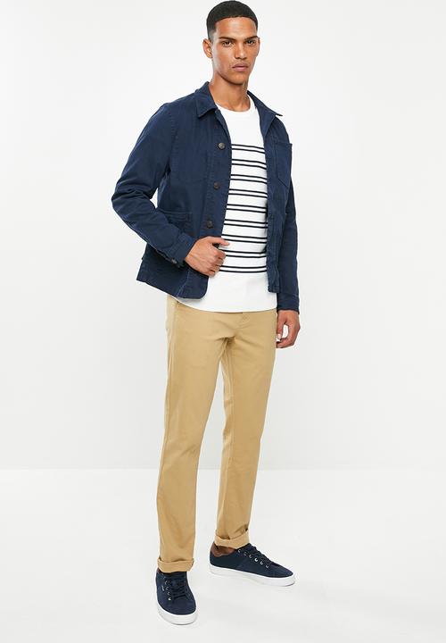Selected Homme - Steve stripe crew sweater - white & navy 