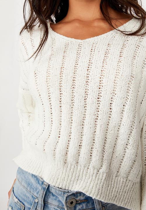 Cotton On - Textured cropped pullover - cream 