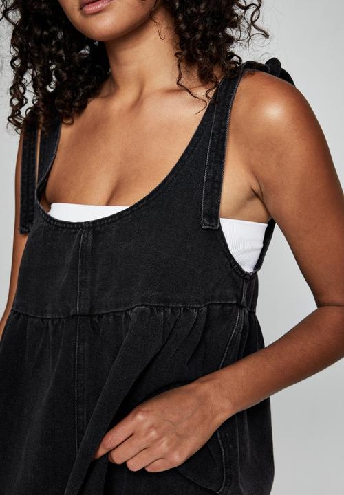 Cotton On - Denim baby doll mini pini - black