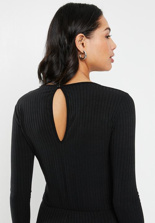 Missguided - Rib pocket jogger tie waist jumpsuit - black
