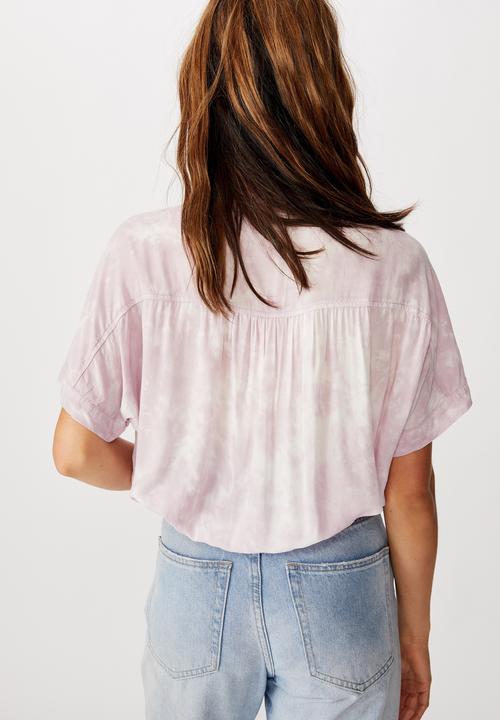 Cotton On - Epic tie front short sleeve shirt - lilac