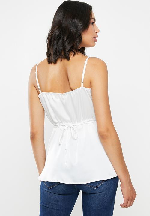 Missguided - Lace trim wrap over cami - white