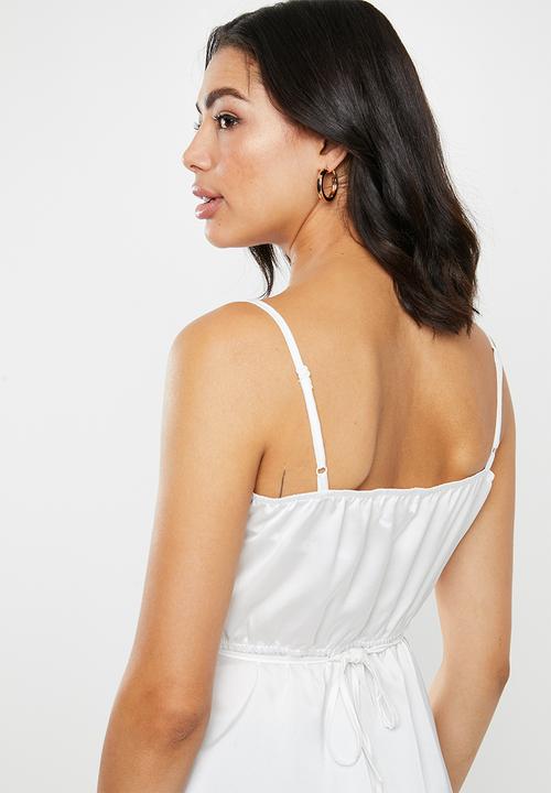 Missguided - Lace trim wrap over cami - white
