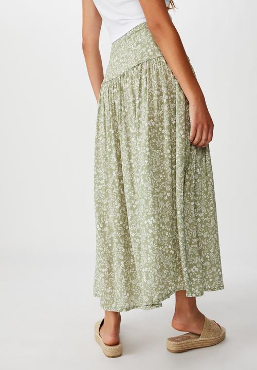 Cotton On - Nadia maxi skirt blair floral paisley - khaki & white