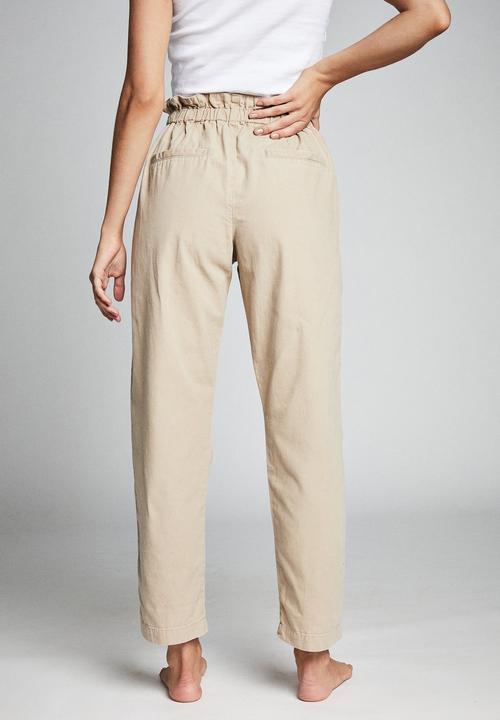 Cotton On - Paperbag pants - beige