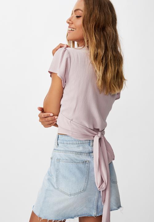 Cotton On - Summer nights wrap short sleeve blouse - purple