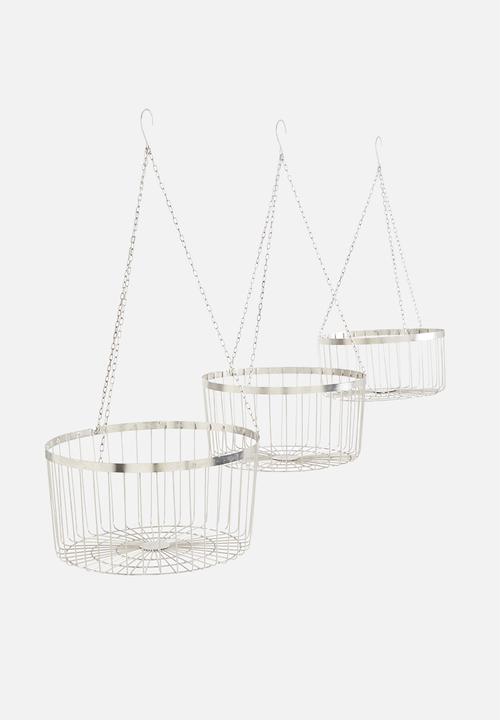 Sixth Floor - Hanging planter set - silver