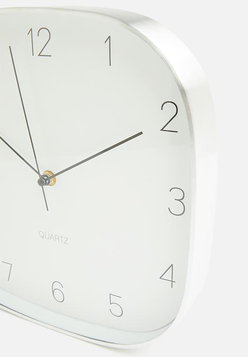 H&S - Square aluminium wall clock - silver