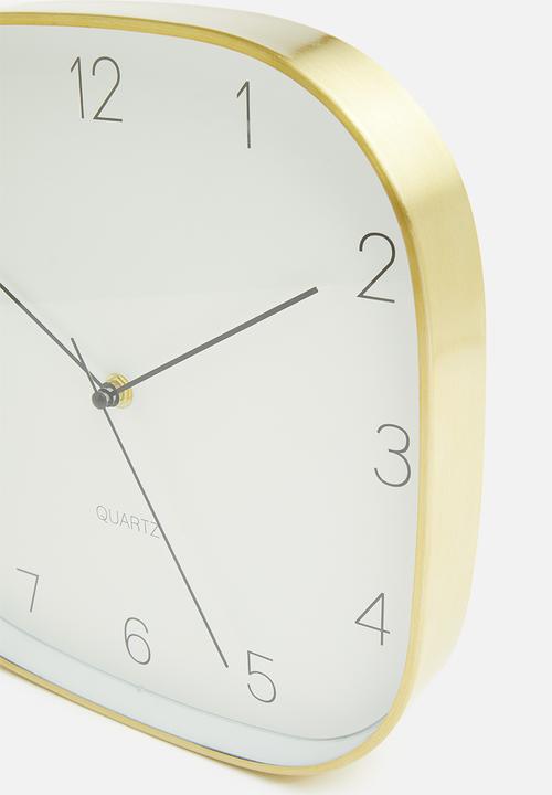 H&S - Square aluminium wall clock - gold