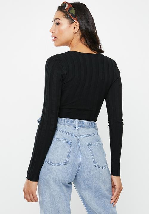 Missguided - Square neck extreme rib bodysuit - black